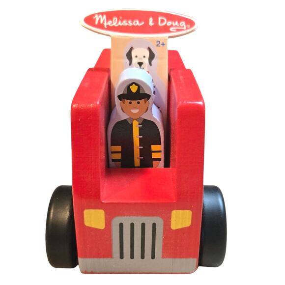 Melissa and Doug Wooden Fire Truck Toy with Fireman NEW - Picture 1 of 5